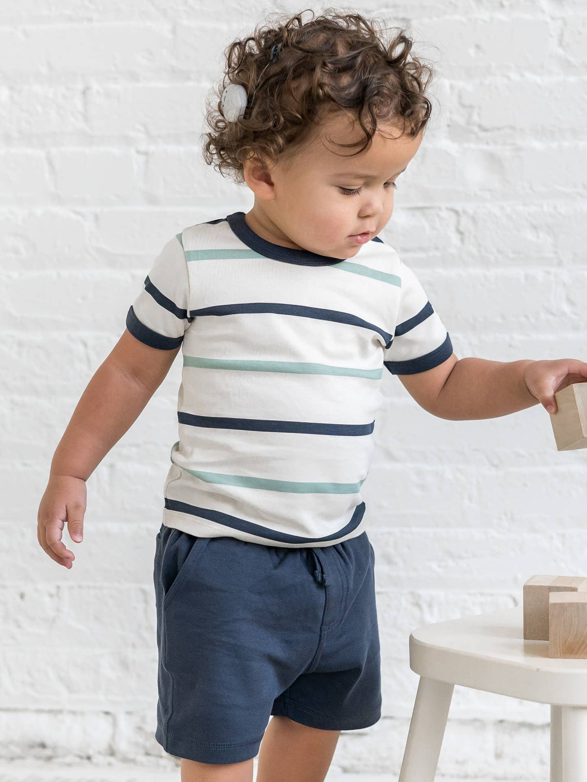 Organic Andy Ringer Tee - Aldo Stripe / Navy + Jade