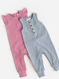Organic Baby Wade Henley Tank Waffle Romper - Mist