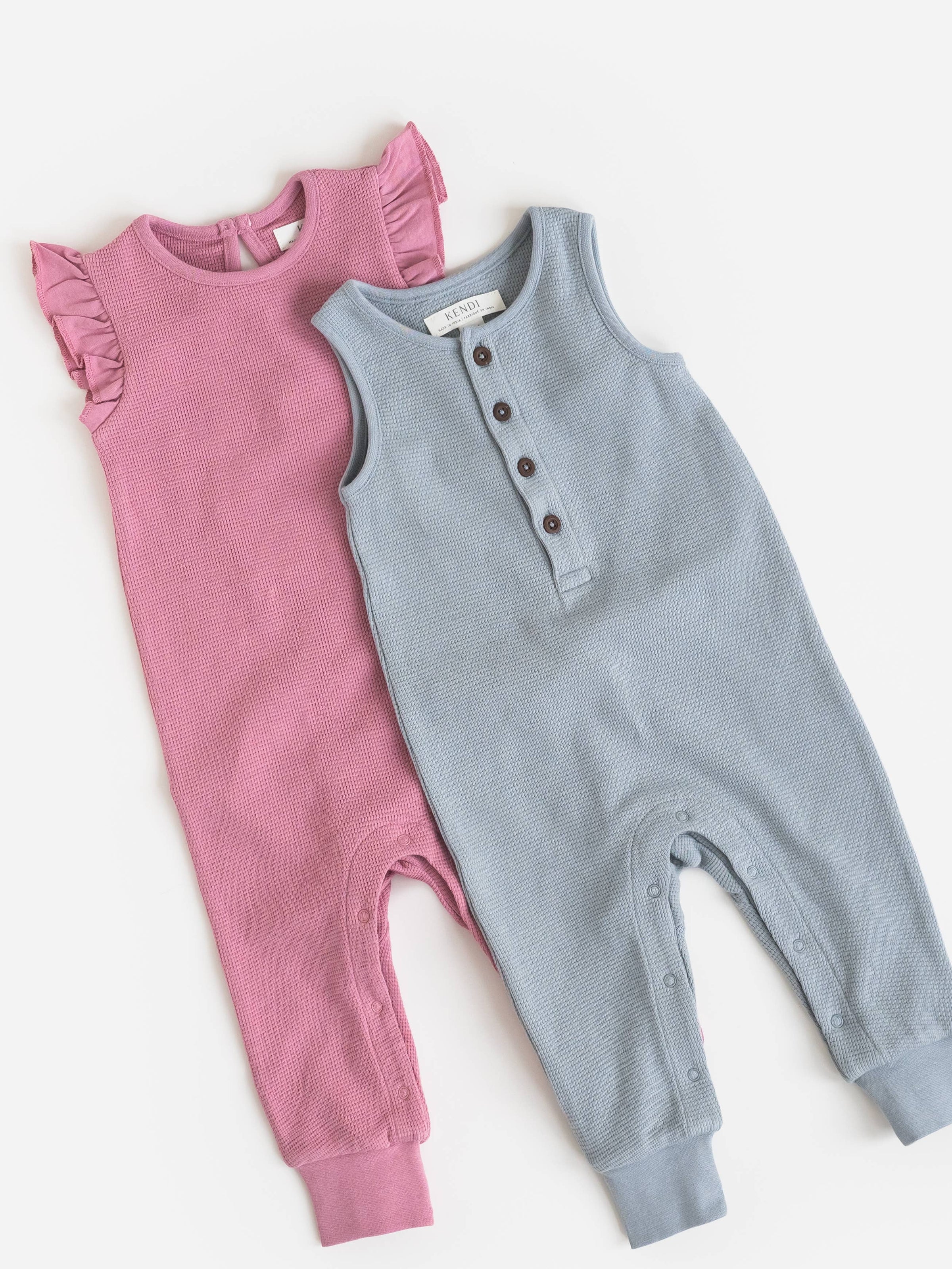 Organic Baby Wade Henley Tank Waffle Romper - Mist