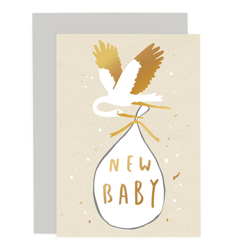 New Baby Stork Speckle Card