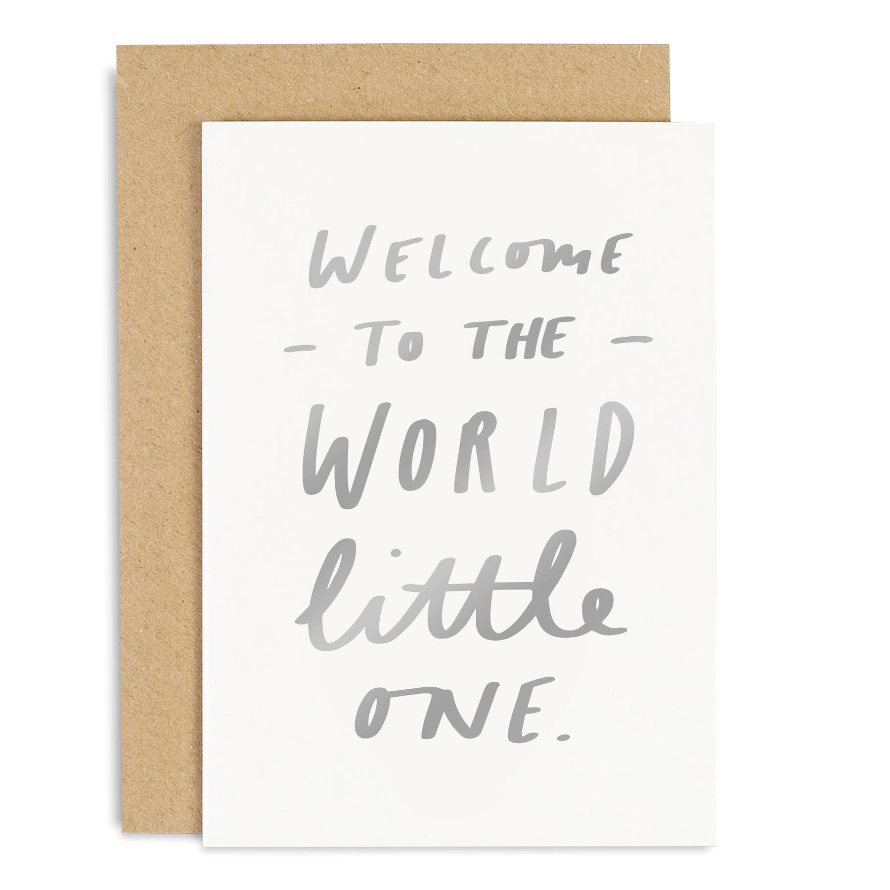 Welcome Little One Silver Card - New Baby Greeting Card