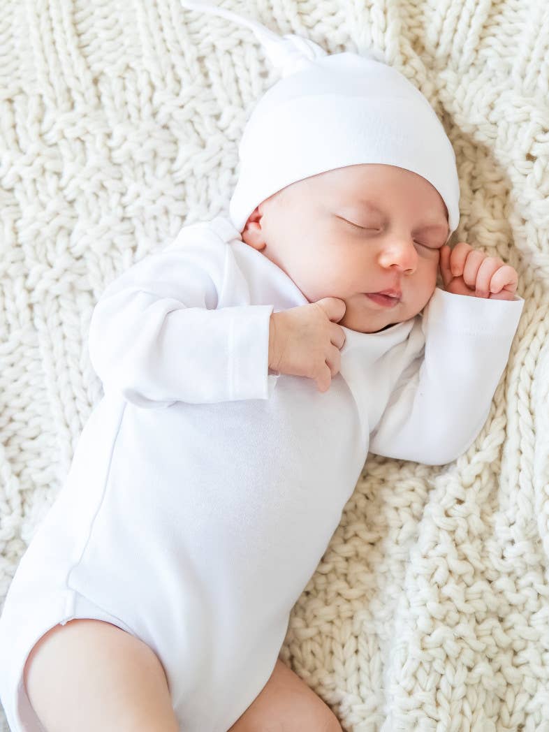 Organic Baby Classic Knotted Hat - White