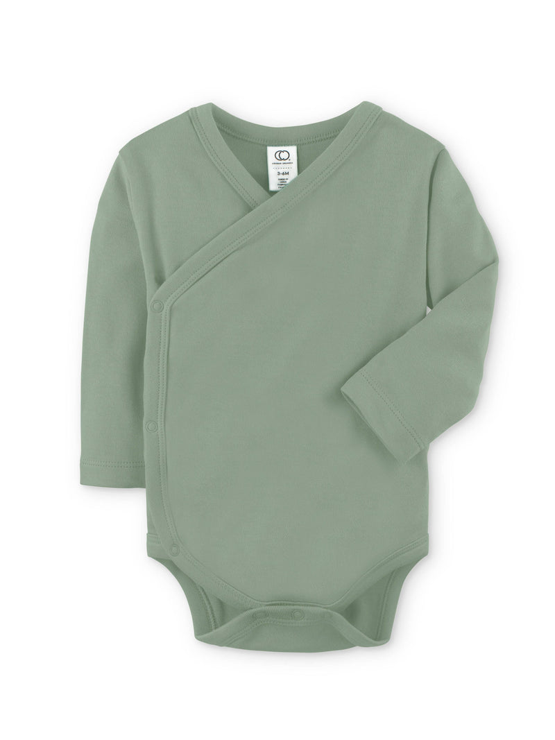 Organic Baby Long Sleeve Classic Kimono Bodysuit - Thyme
