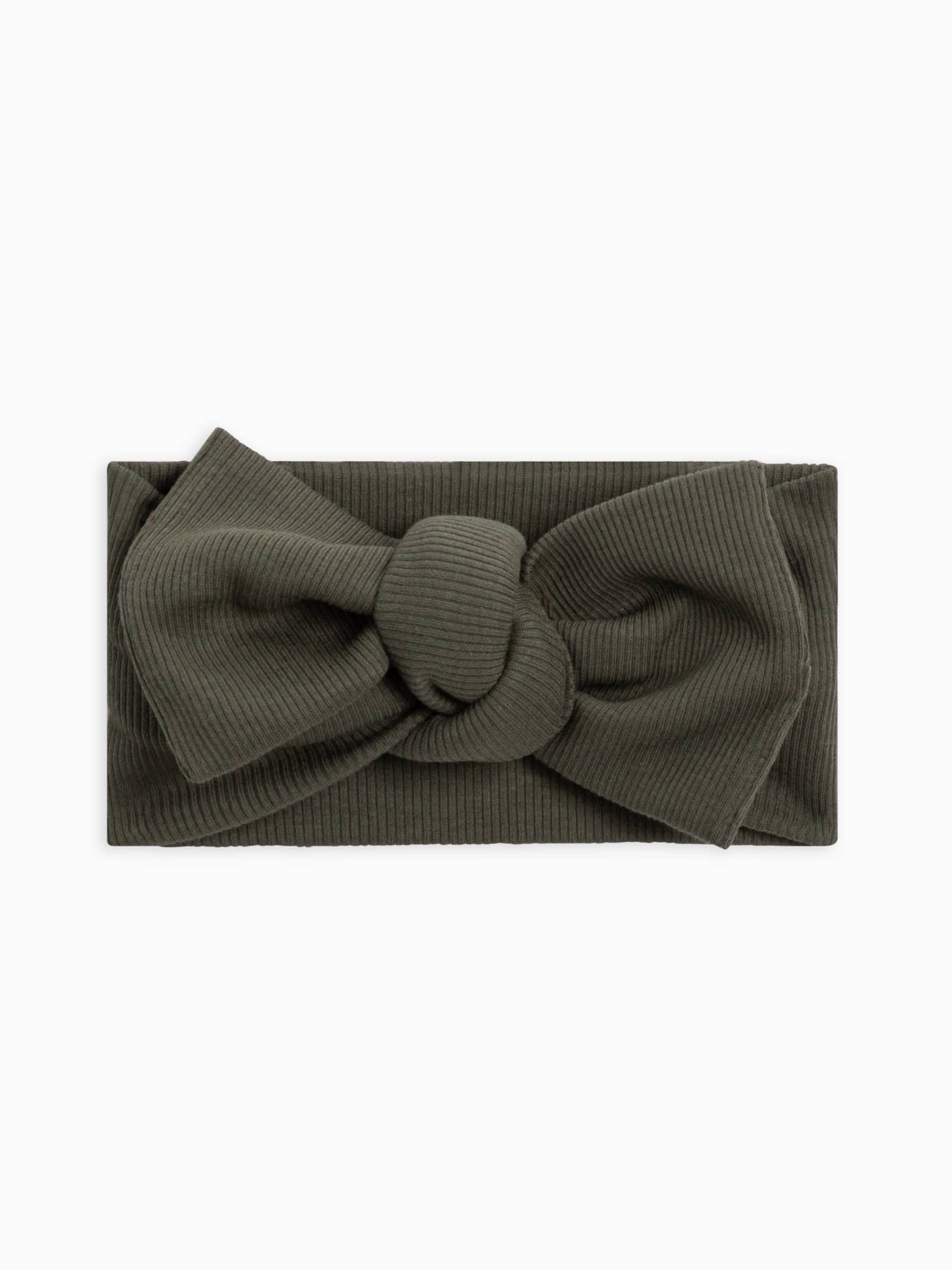 Organic Cotton Baby Ribbed Bow Wrap Headband - Cypress