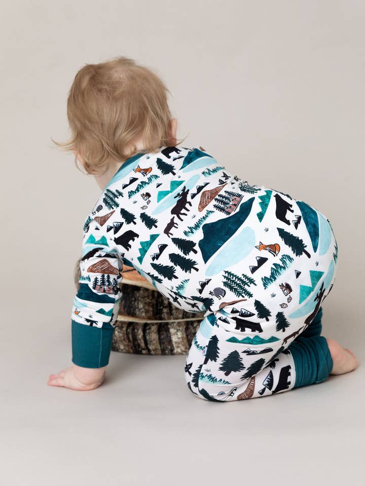 Baby Bamboo Pajamas - Convertible Sleeper  - Into the Wild