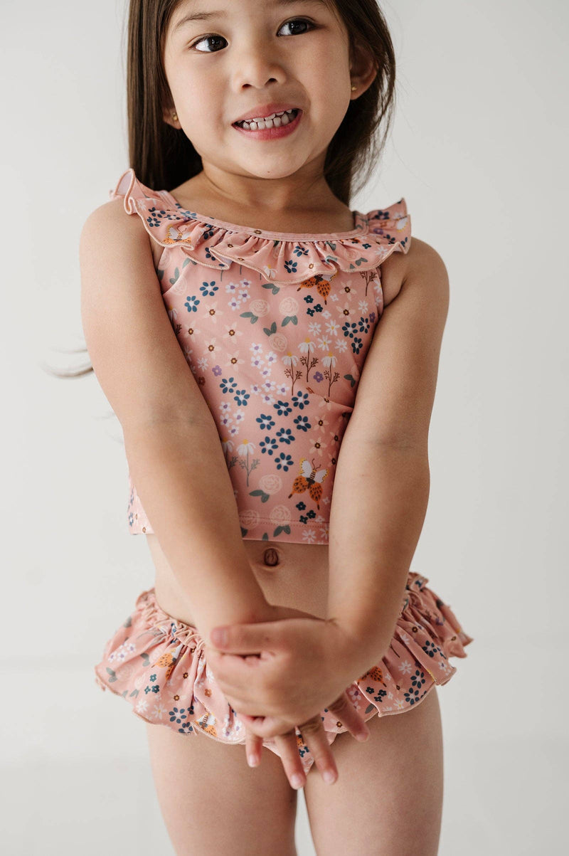Girl's Two-Piece Tankini Swimsuit-Butterfly Garden