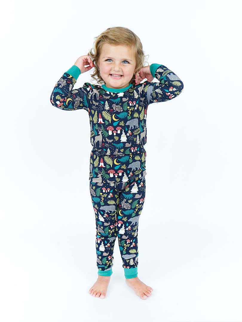 Night Forest Bamboo Long Sleeve Kids Two-Piece Pajama Pants Set