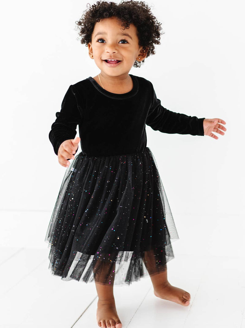 Girls Christmas Dress - Girls Black Velvet Holiday Dress