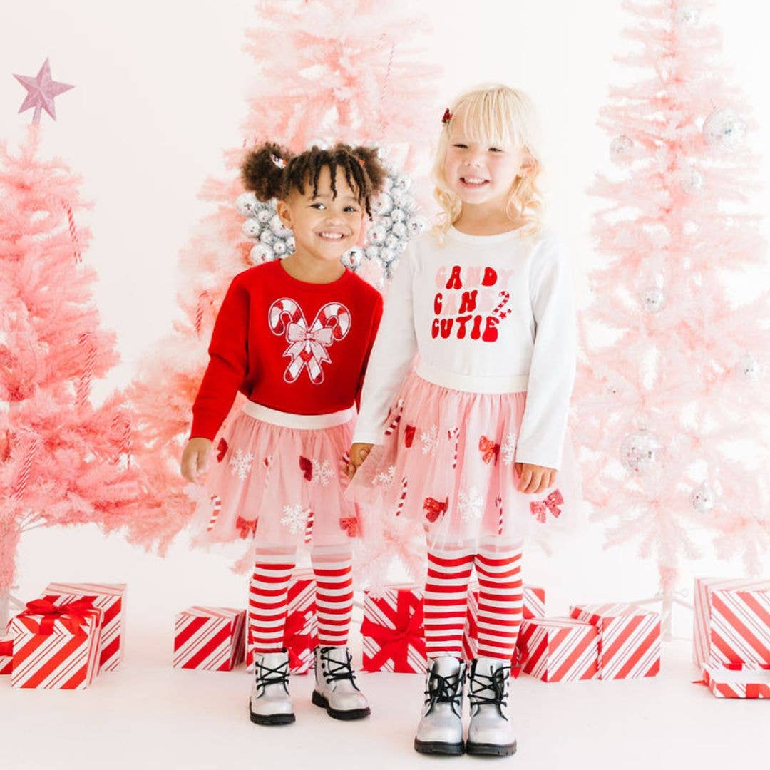 Candy Cane Cutie Christmas Long Sleeve Shirt - White