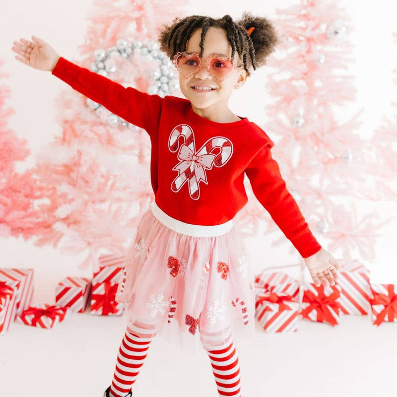 Candy Cane Cutie Sequin Christmas Tutu - Dress Up Skirt