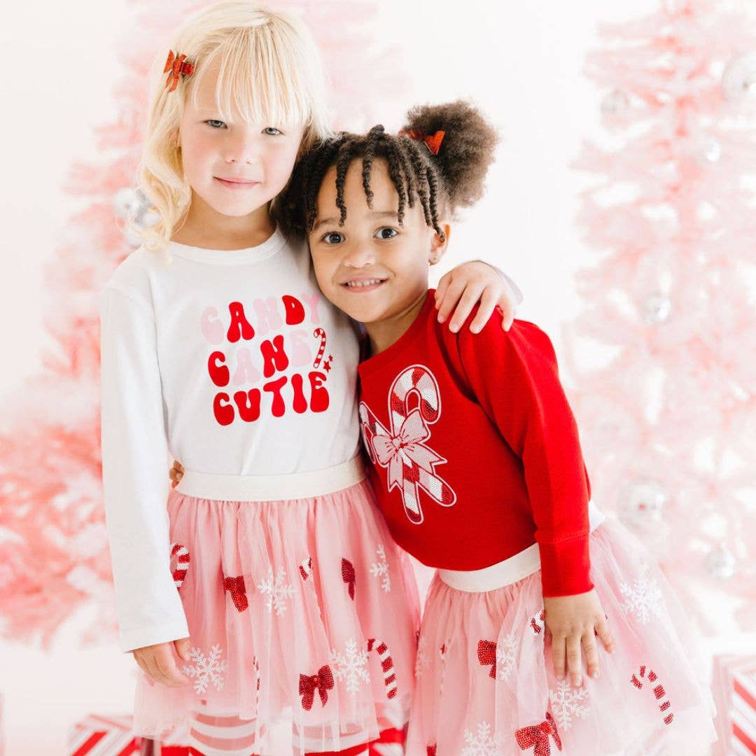 Candy Cane Cutie Christmas Long Sleeve Shirt - White