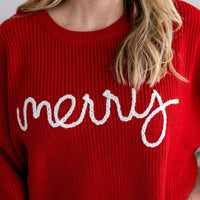 Merry Christmas Yarn Knit Adult Sweater - Holiday Sweater