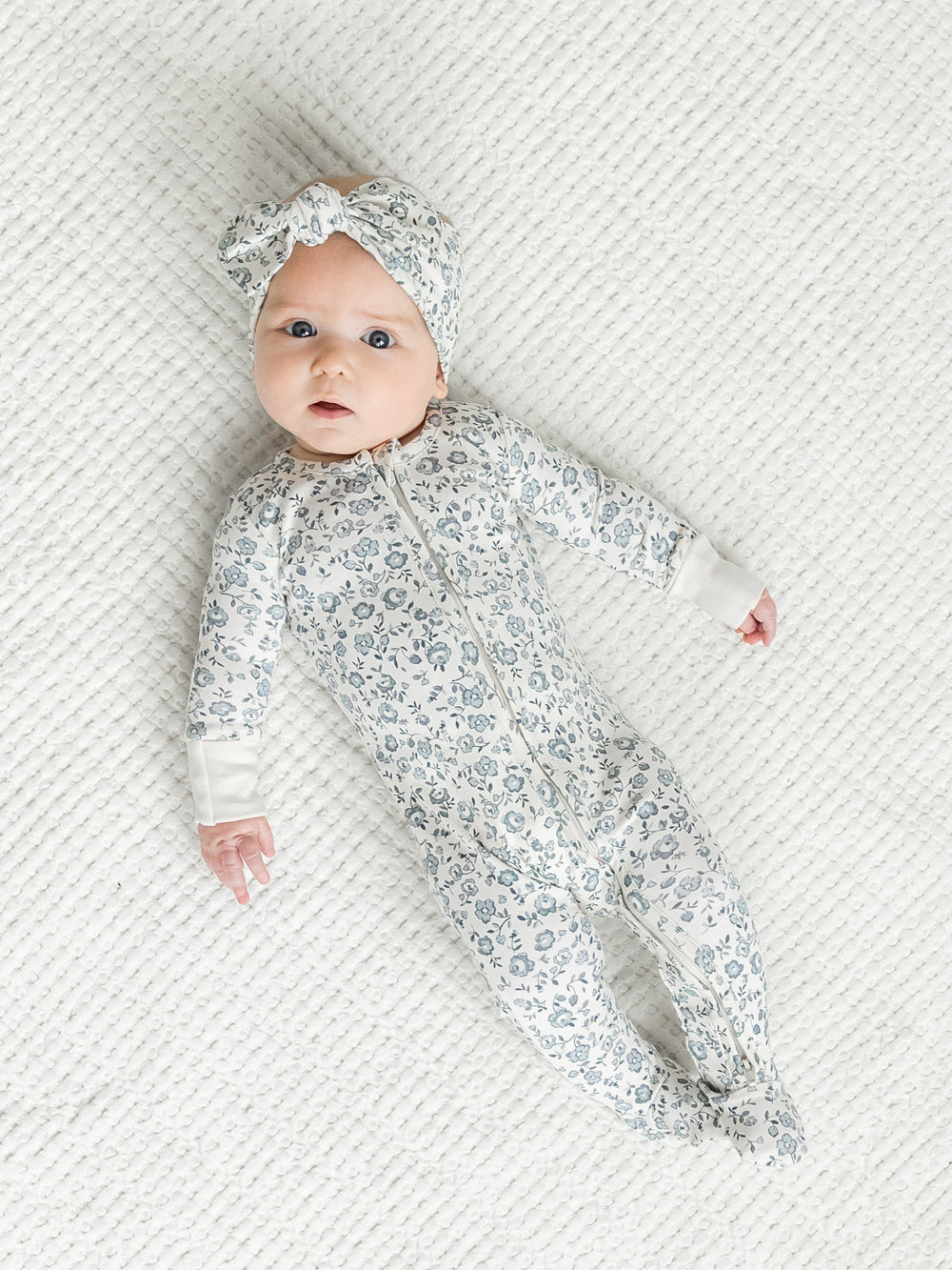 Organic Baby Peyton Footed Sleeper - Lena Floral / Mist