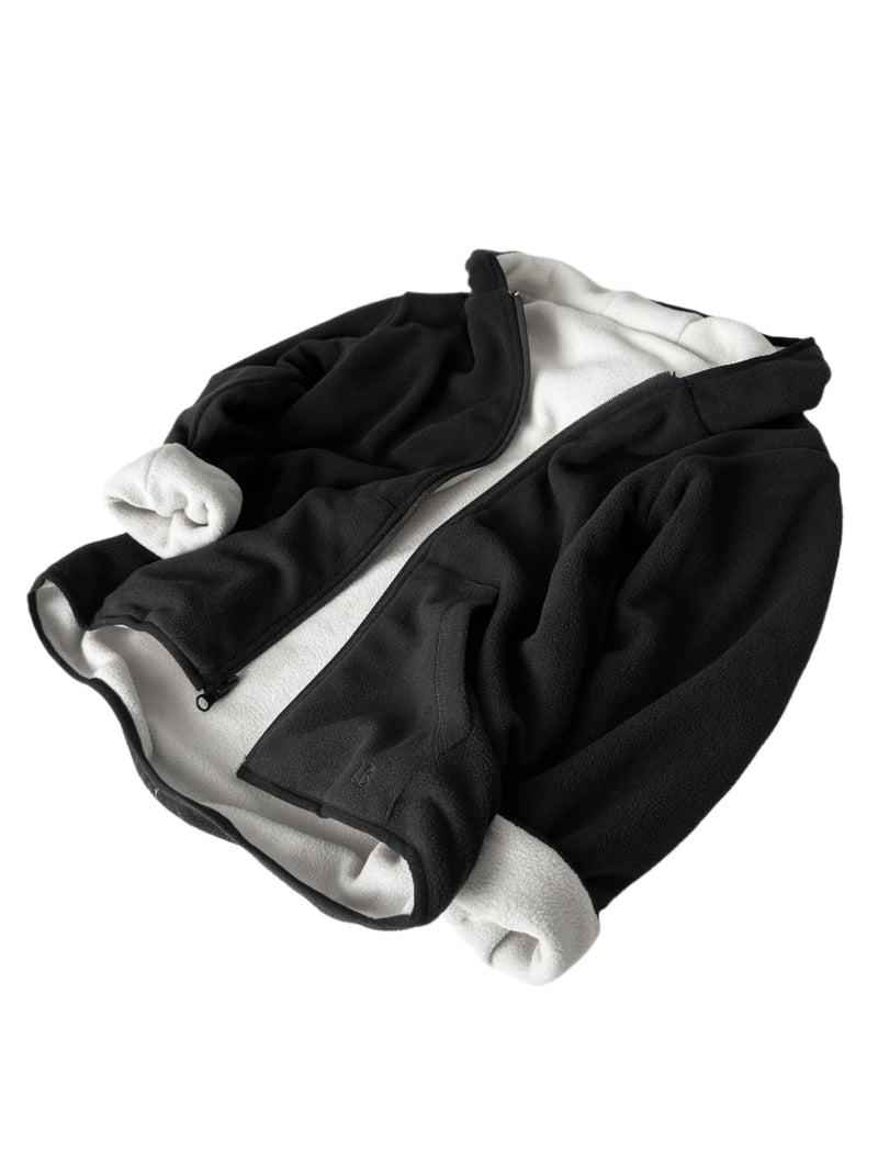 Reversible Fleece Zip Hoodie - Black