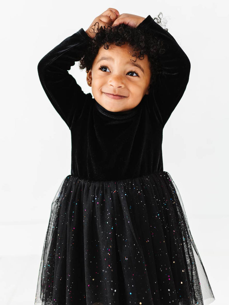 Girls Christmas Dress - Girls Black Velvet Holiday Dress