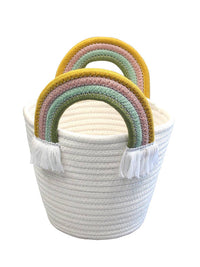 Rainbow Handled Rope Basket