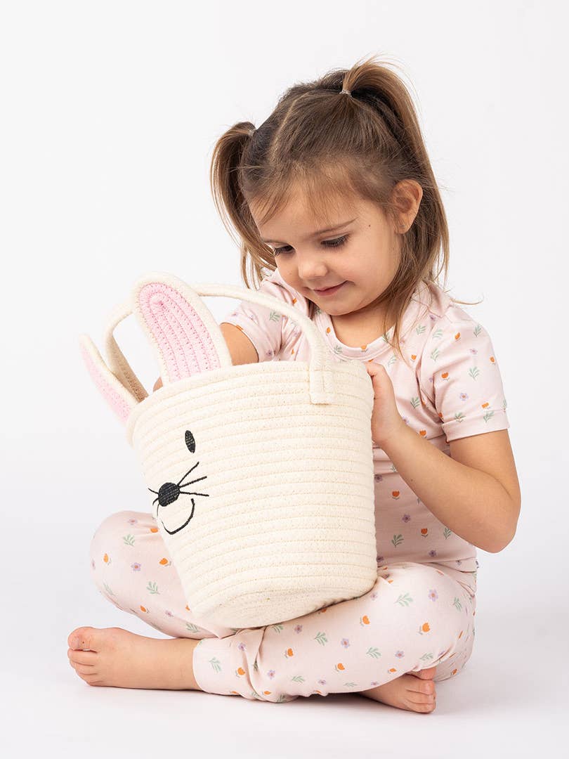 Rope Easter Basket - Cream Bunny