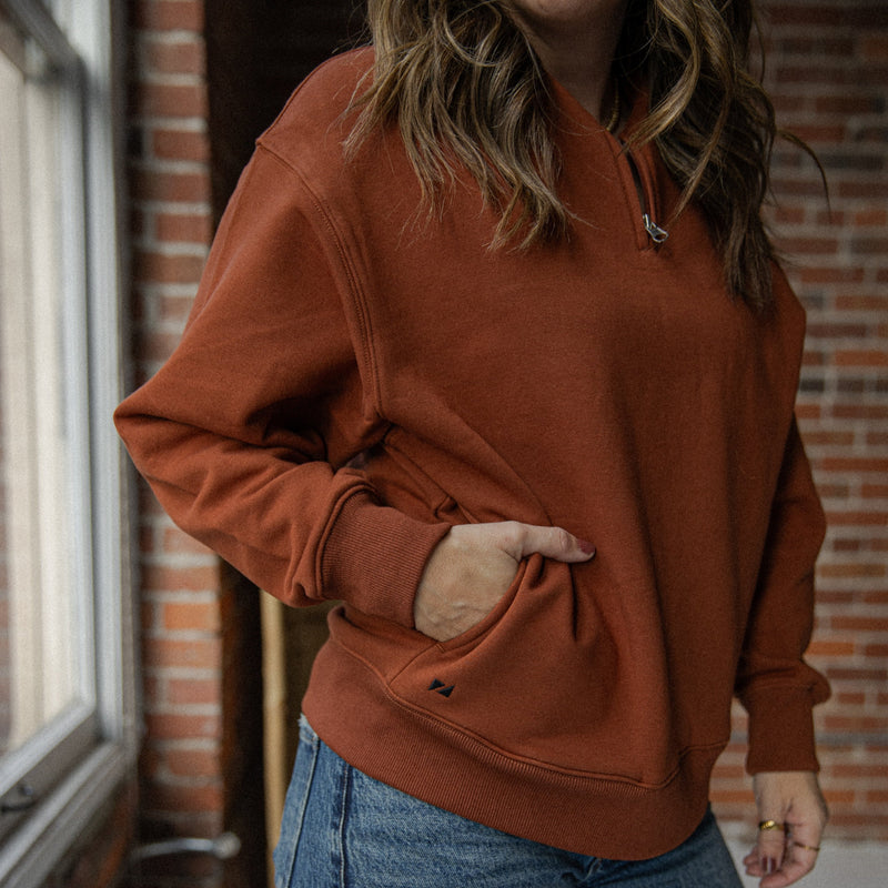 Cascade Quarter Zip Sweatshirt | Adult | Paprika