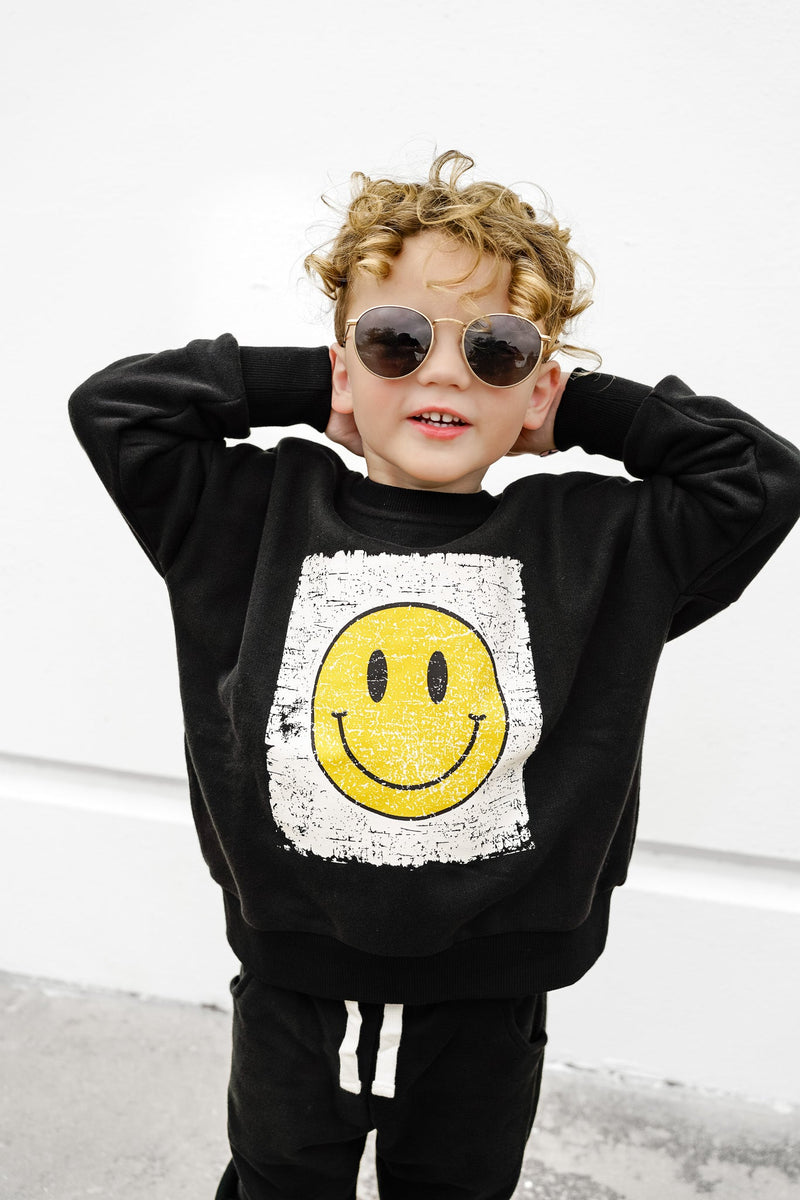 Smiley Elevated Crewneck - Black