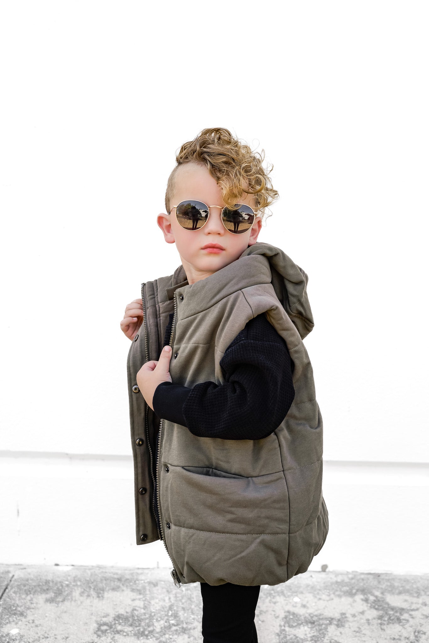 Hooded Puffer Vest - Army Green