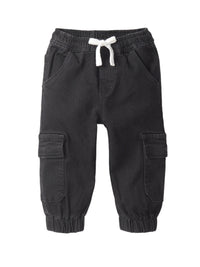 Cargo Denim Jogger - Black Wash