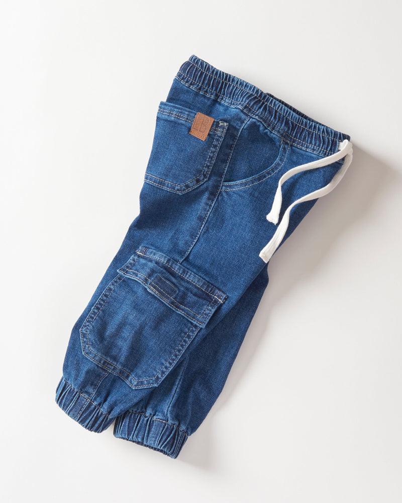 Cargo Denim Jogger - Classic Denim Wash