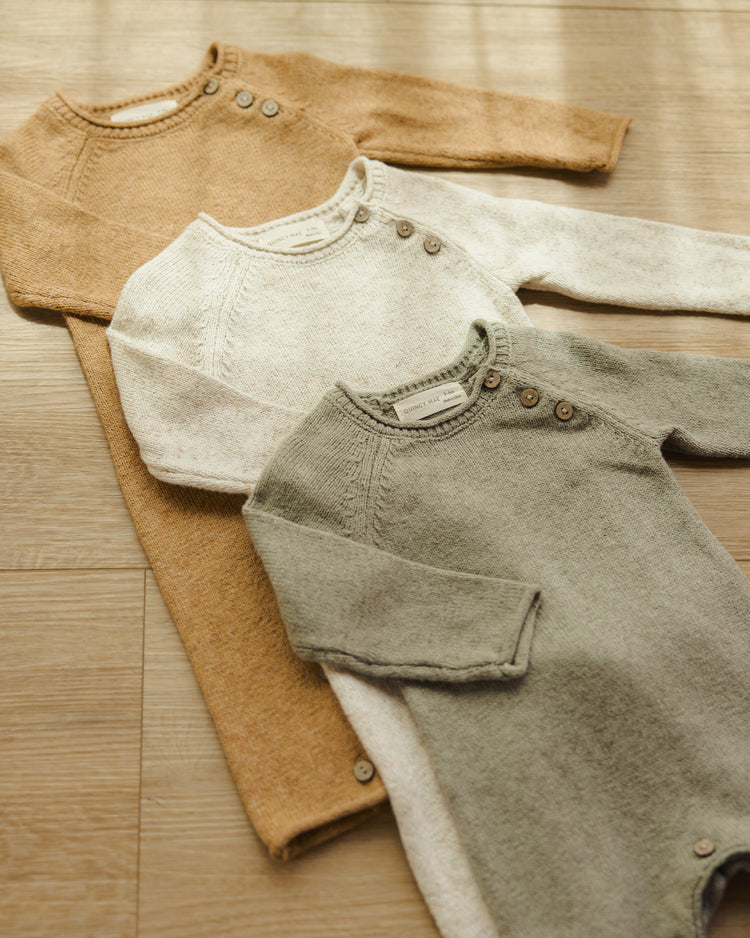 COZY HEATHER KNIT JUMPSUIT || SPECKLED NATURAL