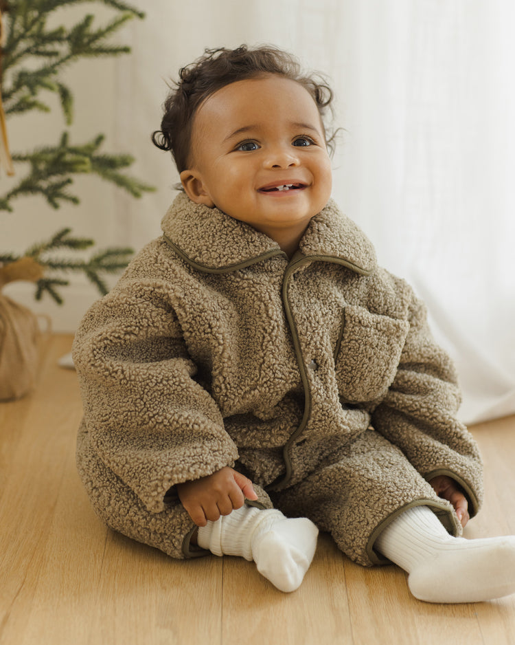 SHEARLING JUMPSUIT || OLIVE