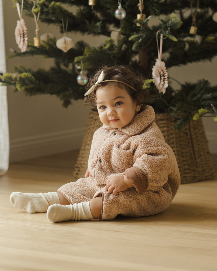 SHEARLING JUMPSUIT || BLUSH