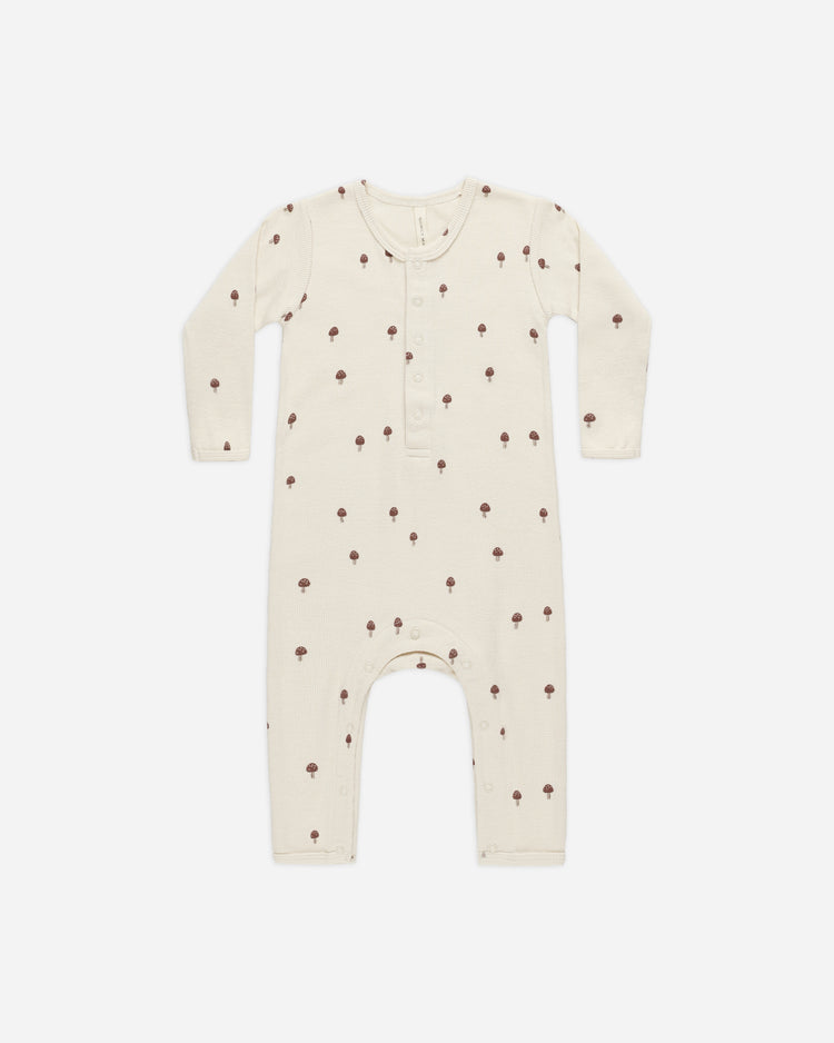 RIBBED BABY JUMPSUIT || MUSHROOMS