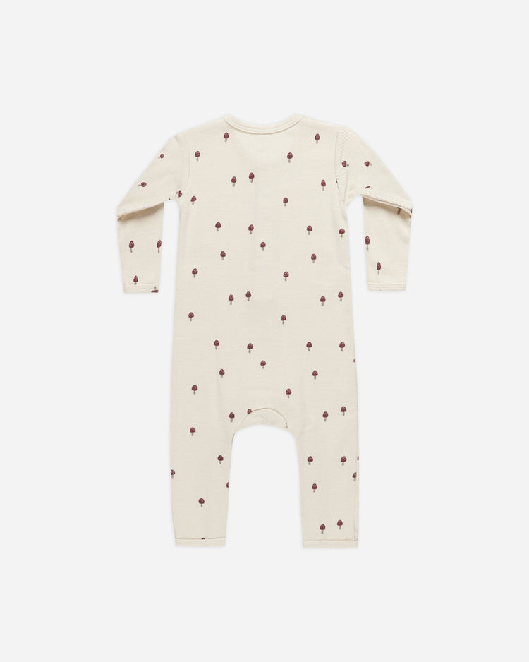 RIBBED BABY JUMPSUIT || MUSHROOMS