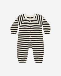 WAFFLE LONG SLEEVE JUMPSUIT || BLACK STRIPE