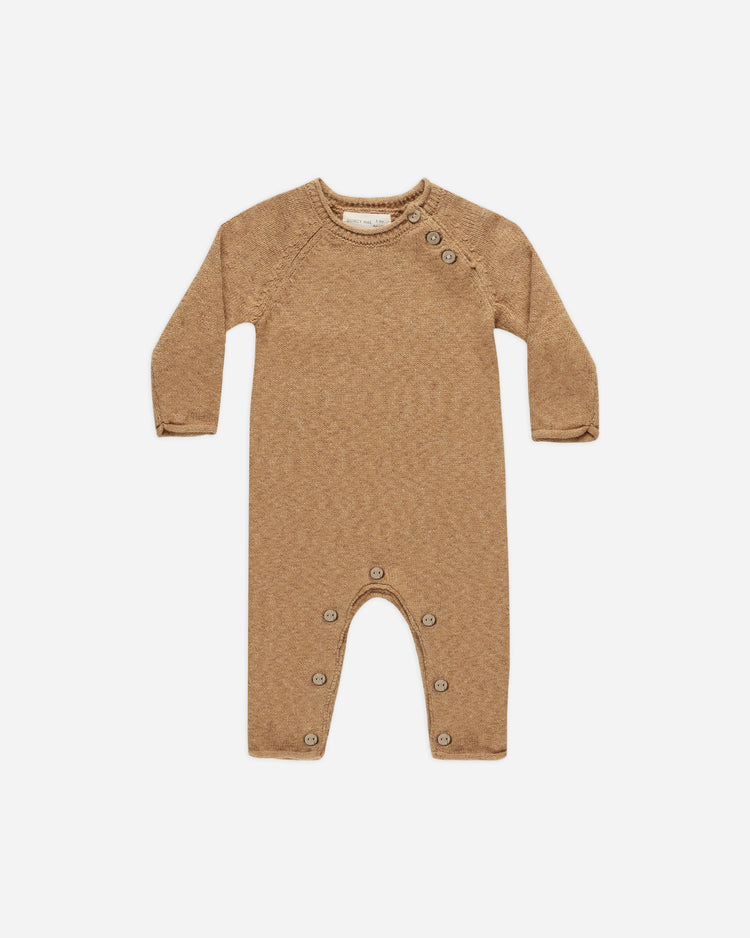 COZY HEATHER KNIT JUMPSUIT || SPECKLED GOLDEN