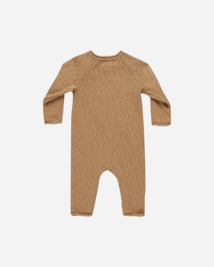 COZY HEATHER KNIT JUMPSUIT || SPECKLED GOLDEN