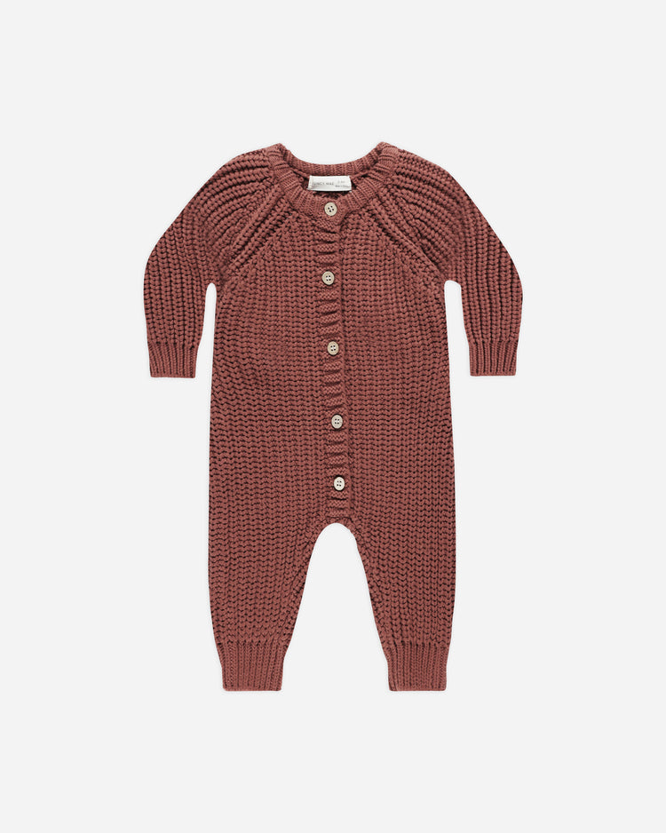 CHUNKY KNIT JUMPSUIT || CRANBERRY