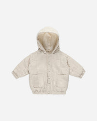 HOODED WOVEN JACKET || BASIL STRIPE