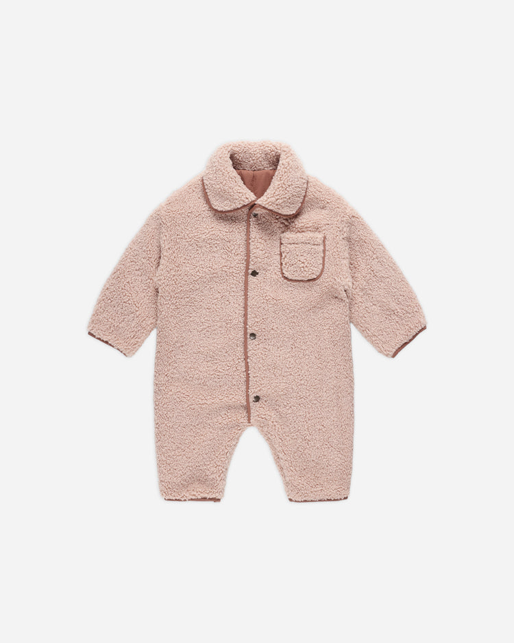 SHEARLING JUMPSUIT || BLUSH