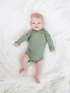 Organic Baby Long Sleeve Classic Kimono Bodysuit - Thyme