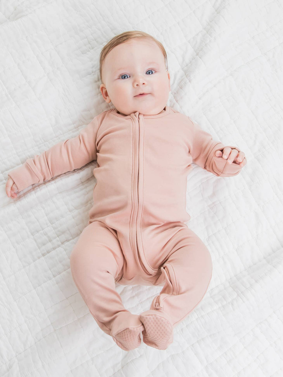 Organic Baby Peyton Zipper Sleeper - Blush