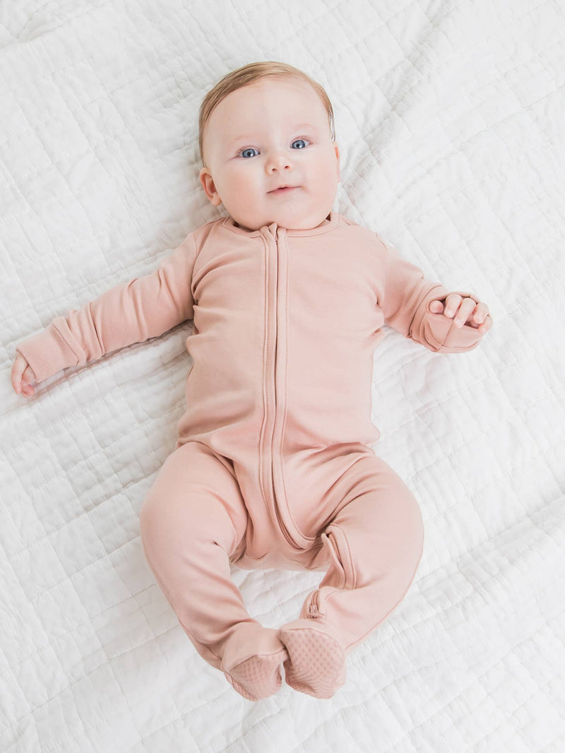 Organic Baby Peyton Zipper Sleeper - Blush