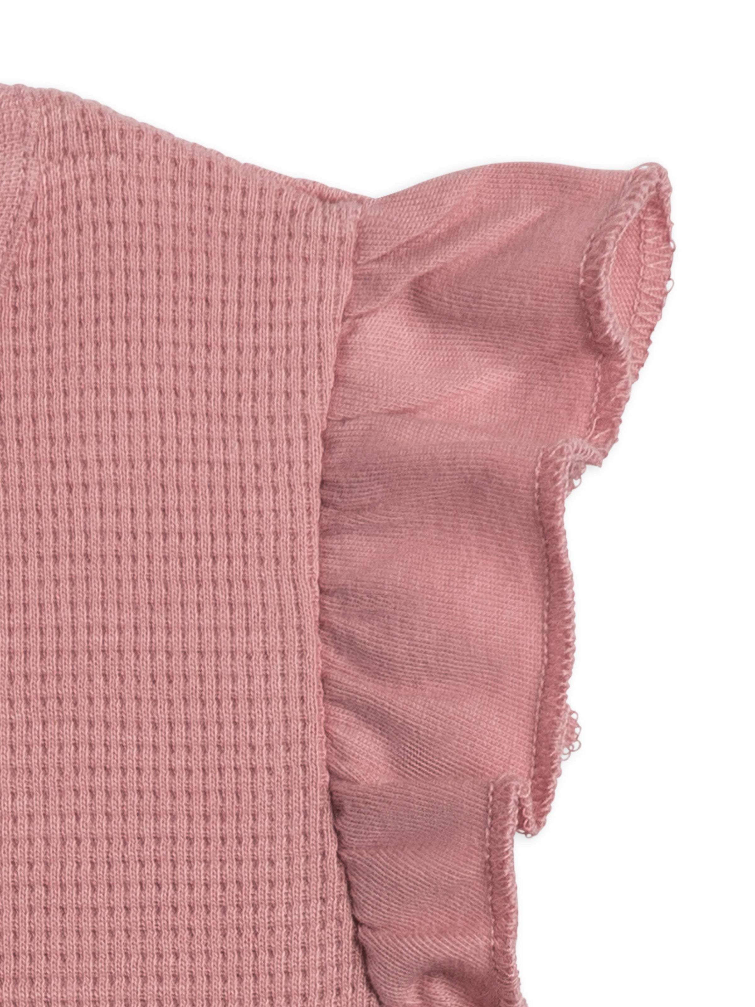 Organic Maci Flutter Sleeve Tank Waffle Romper - Punch