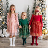 Emerald Shimmer Christmas Long Sleeve Tutu Dress