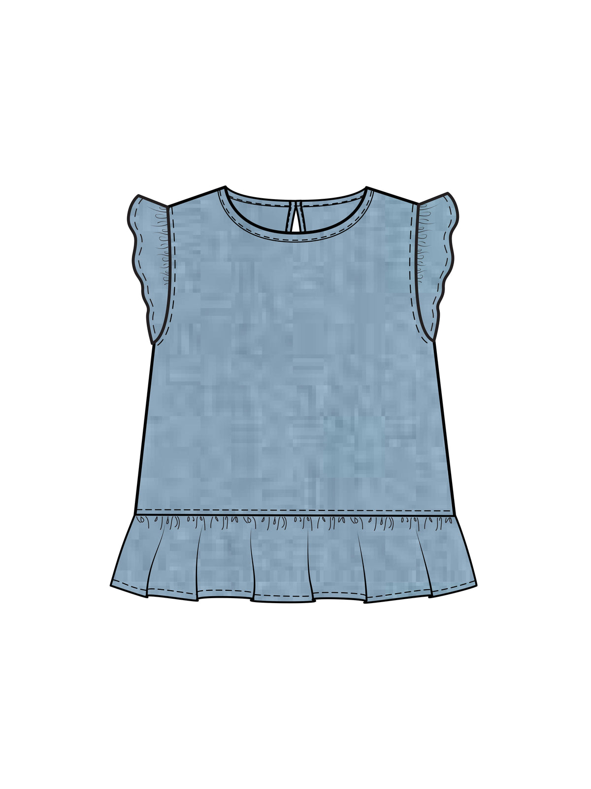 Organic Baby & Kids Anya Chambray Ruffle Hem Top