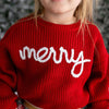 Merry Christmas Yarn Knit Sweater - Kids Holiday Sweater