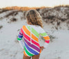 Kids Bright Neon Stripe Zip Rash Guard One Piece Swimsuit