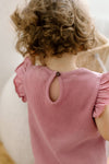Organic Maci Flutter Sleeve Tank Waffle Romper - Punch