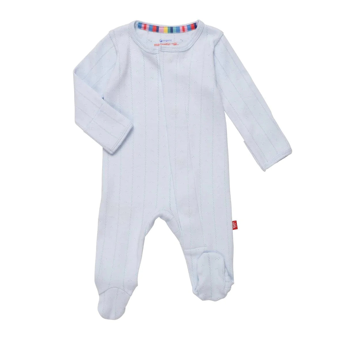 Organic Cotton Magnetic Footie - Love Lines Pointelle
