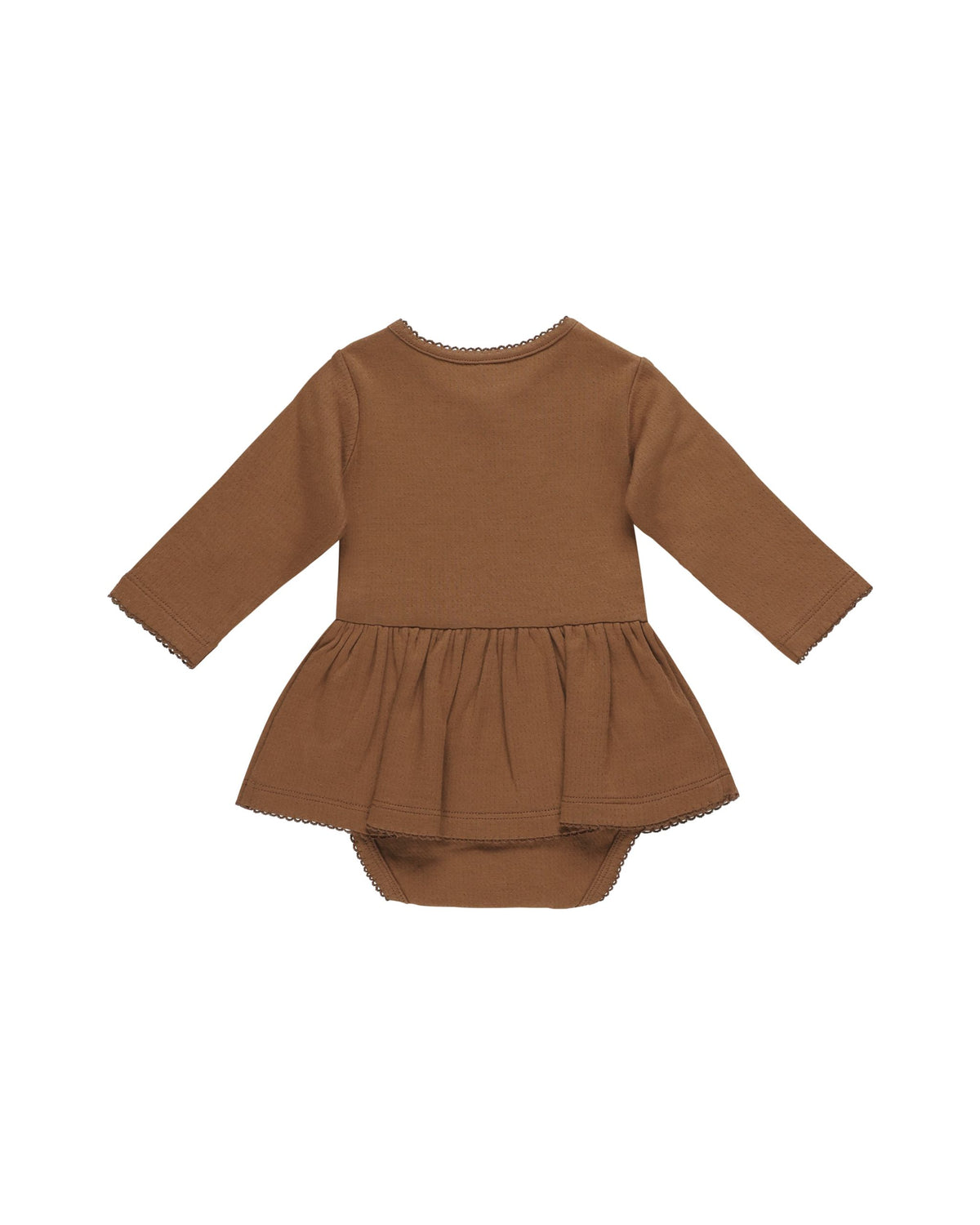 POINTELLE SKIRTED BODYSUIT || CINNAMON