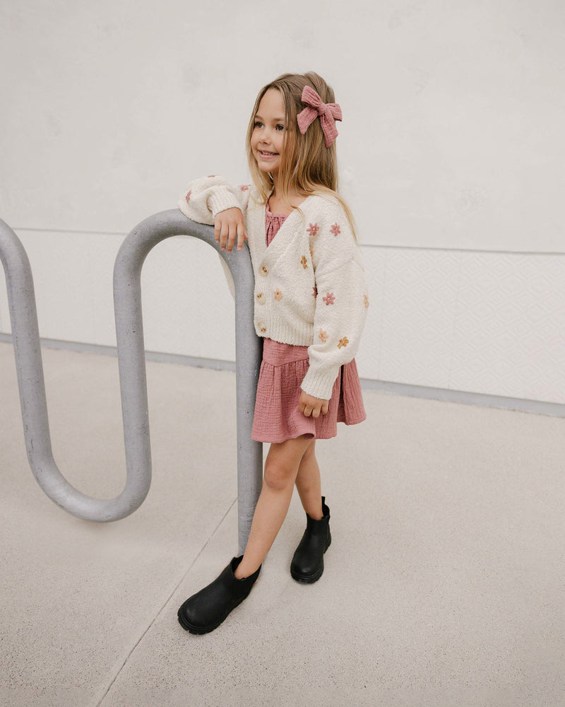 Boxy Crop Cardigan - Fall Flowers