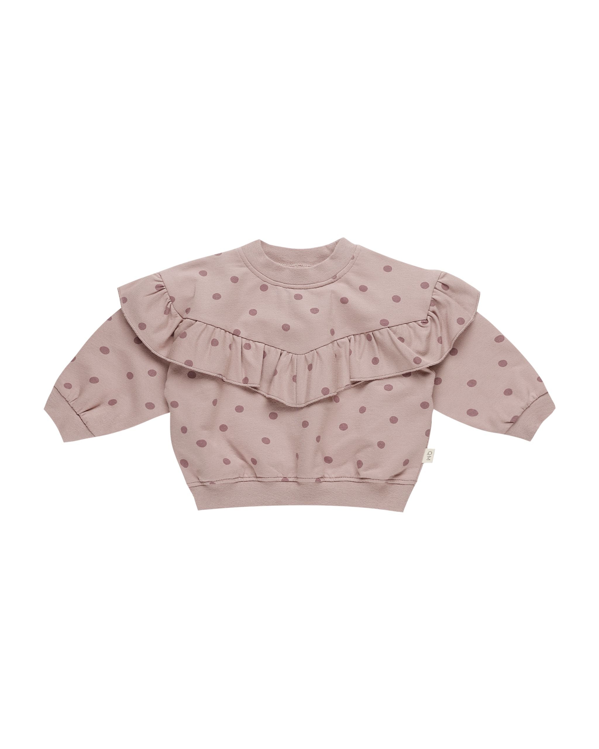 RUFFLE FLEECE SWEATSHIRT || POLKA DOTS